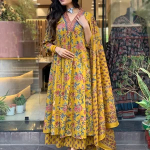 Oumad Printed Kurta, Palazzo & Dupatta Set